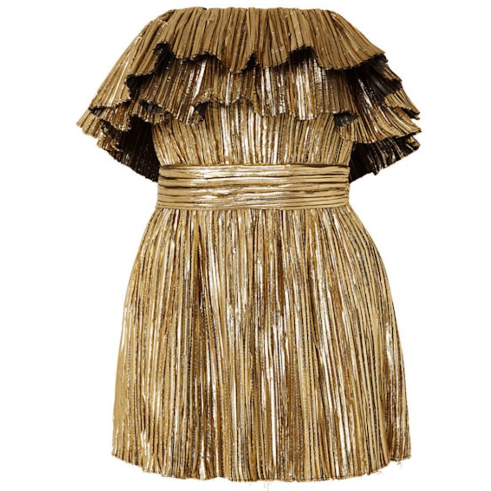 NWT Yves Saint Laurent Gold Mini Dress, Size FR34 / US 0, XS